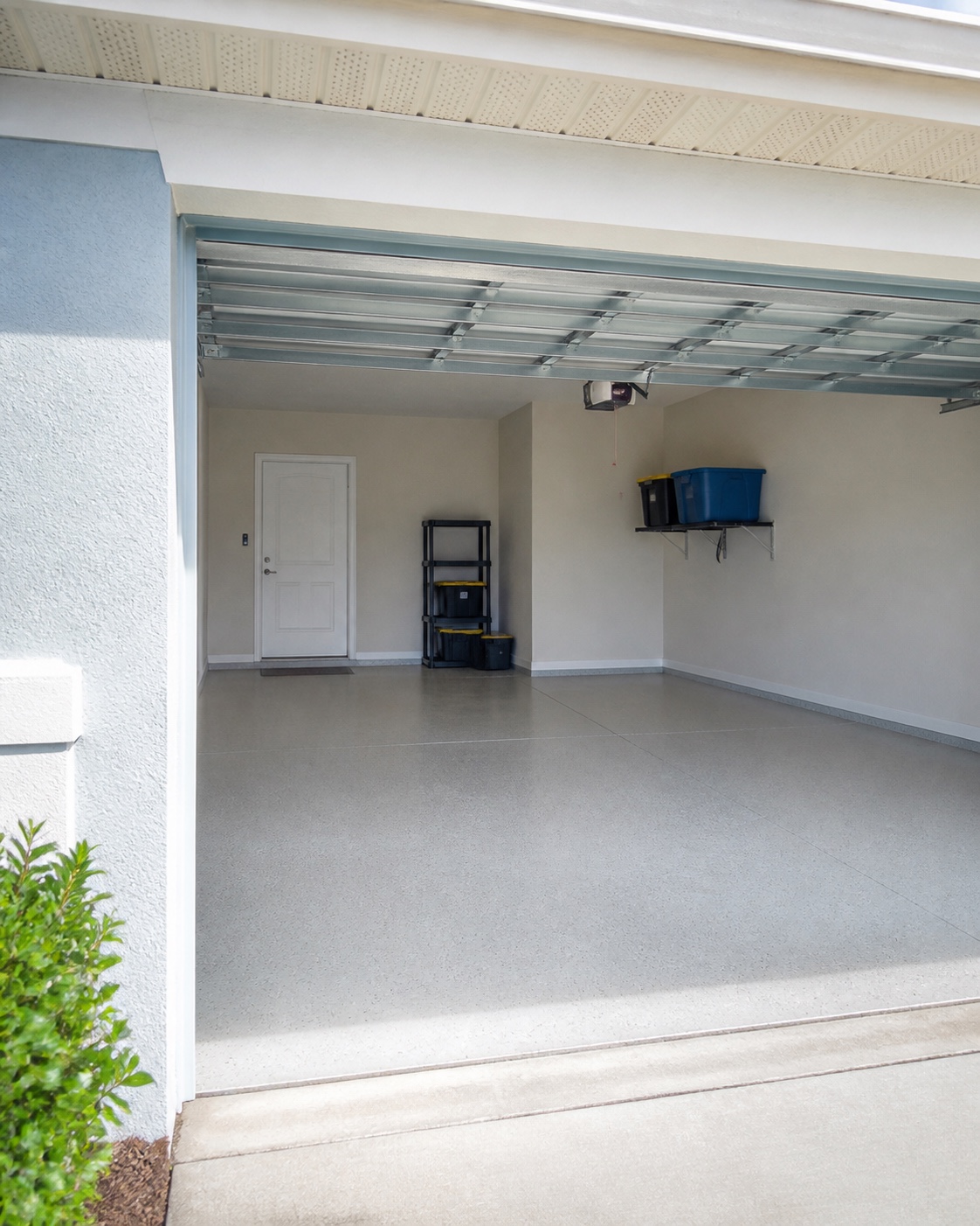 Neatly cleared garage at a Florida home after unwanted items were removed