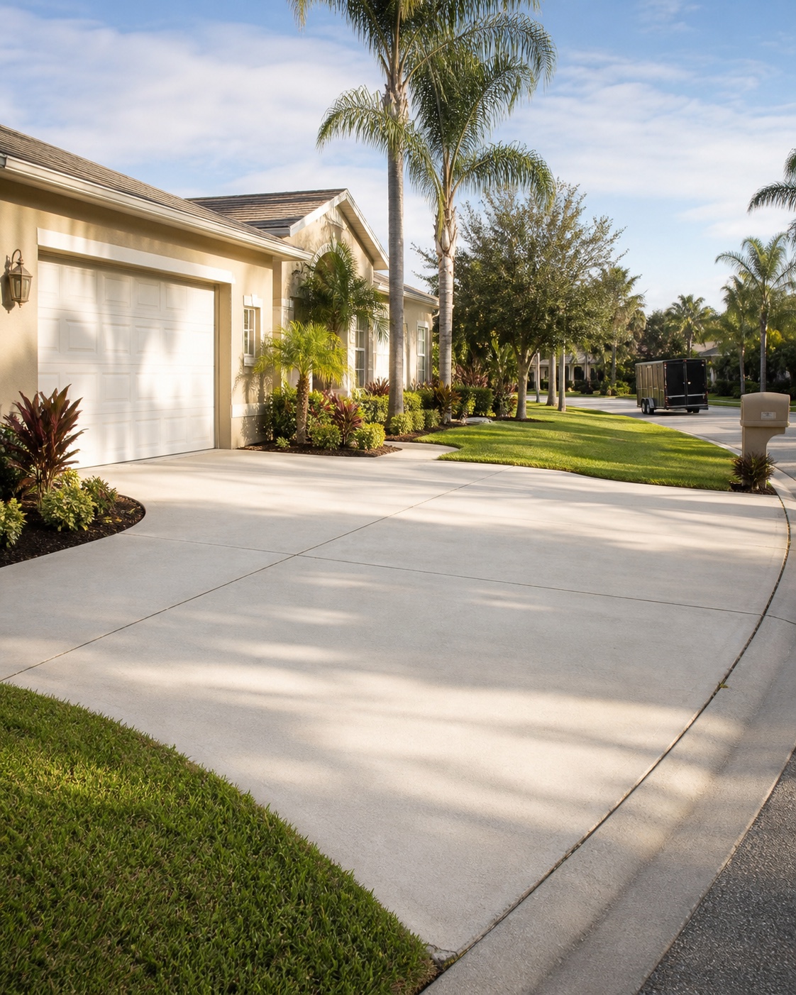 Clean driveway and tidy curbside area after a residential junk removal job